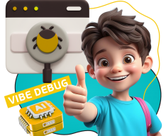 Тестирование & Vibe Debug. Охотники за багами - КИБЕРшкола программирования для детей, компьютерные курсы для школьников, начинающих и подростков - KIBERone г. Краснодар